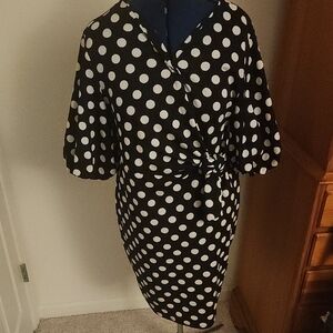 SHEIN Black and White Polka Dot Long Sleeve Dress